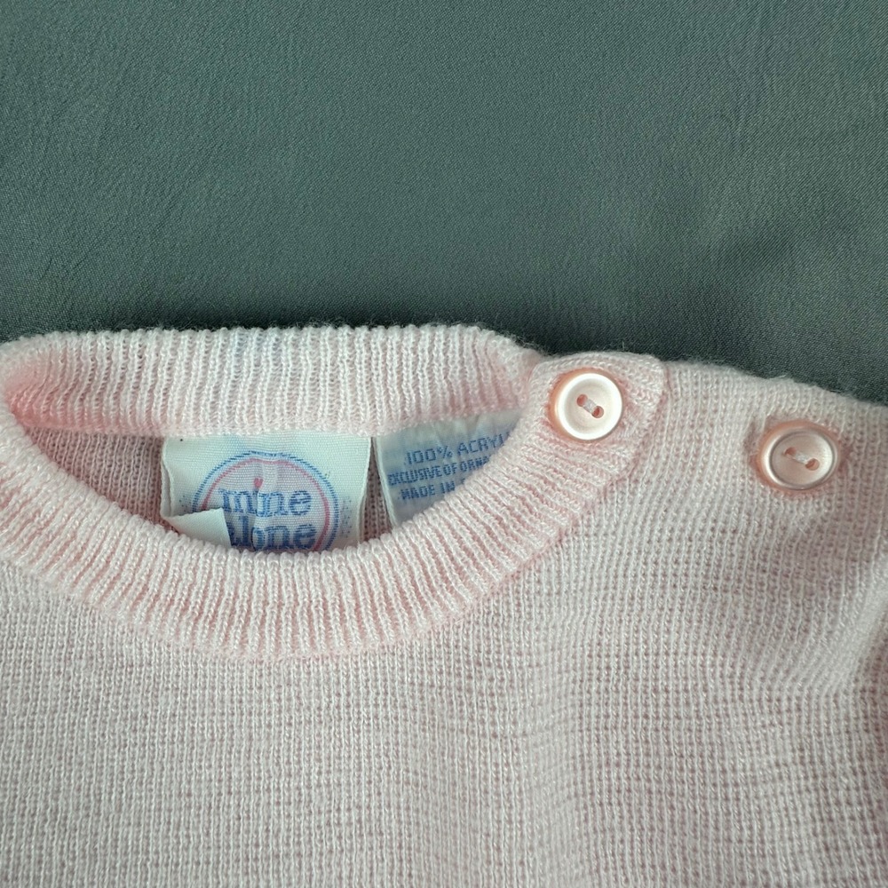 Vintage Mine Alone Pink Baby Sweater 24 Months Acrylic Made in Philippines - Picture 2 of 6